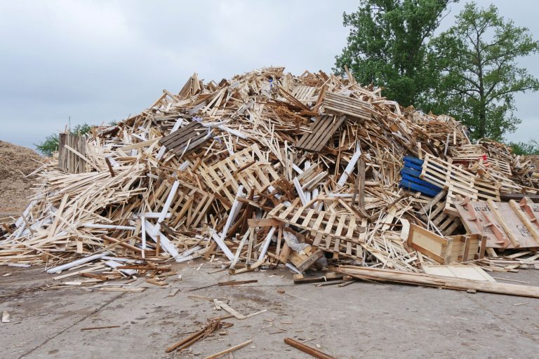 Altholz mit ausgesonderten Paletten