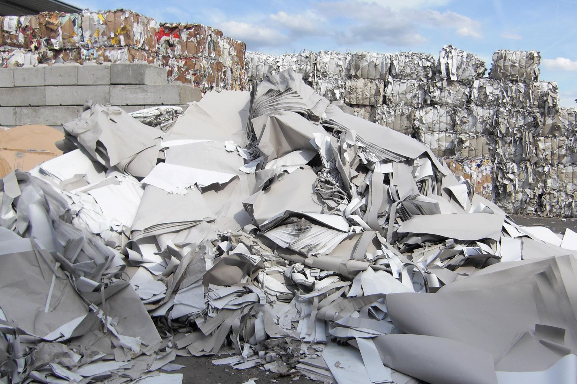 Papier und Kartonagen auf Wertstoffhöfen werden für Papierfabrik recycelt